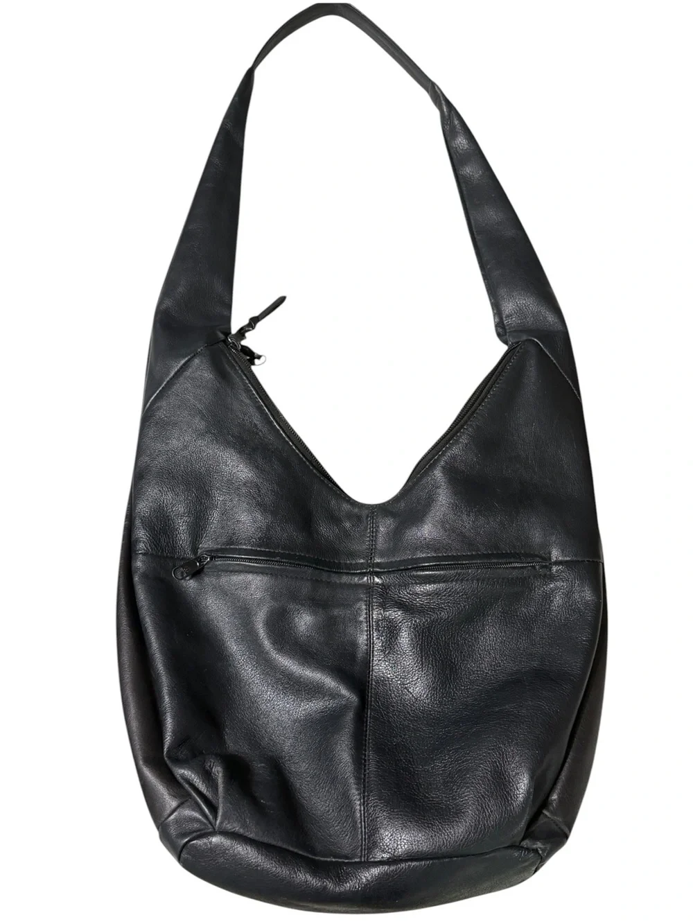 Vintage La Borsa Italian Leather Knotted Hobo Black Soft Slouchy Shoulder Bag